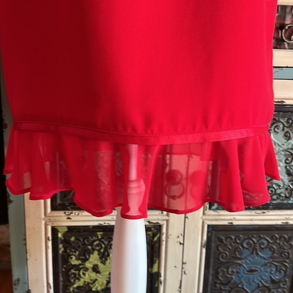 PLAZA South Petite Sleeveless Ruffle Hem Dress Size 10P Red - Picture 3 of 8